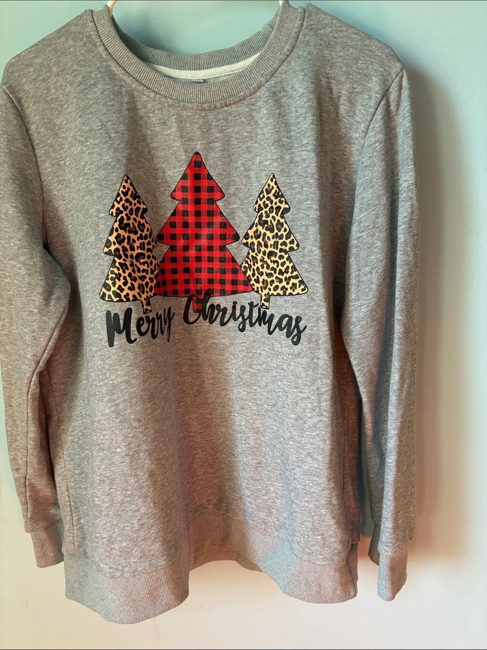 Gray Merry Christmas Graphic Sweatshirt